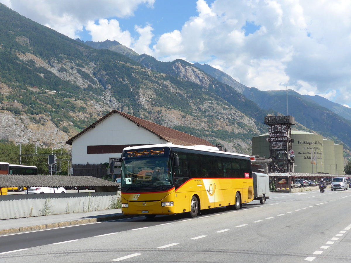 (196'067) - PostAuto Wallis - VS 407'397 - Irisbus am 19. August 2018 beim Bahnhof Gampel-Steg