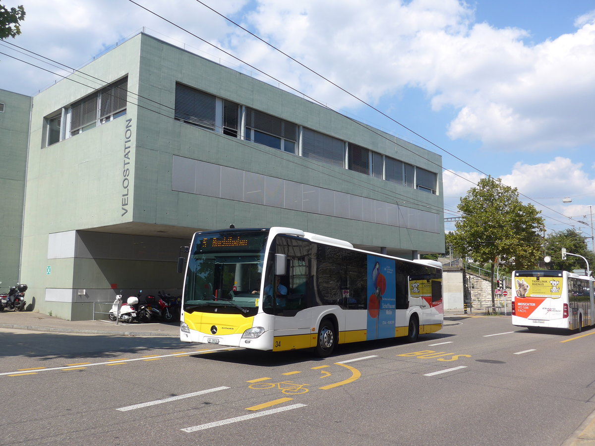 (196'138) - VBSH Schaffhausen - Nr. 34/SH 38'034 - Mercedes am 20. August 2018 beim Bahnhof Schaffhausen
