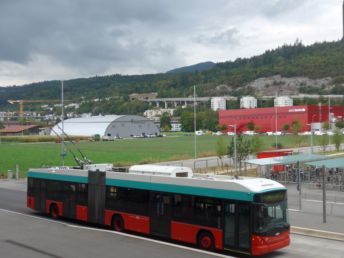 (196'491) - VB Biel - Nr. 57 - Hess/Hess Gelenktrolleybus am 3. September 2018 in Biel, Stadien