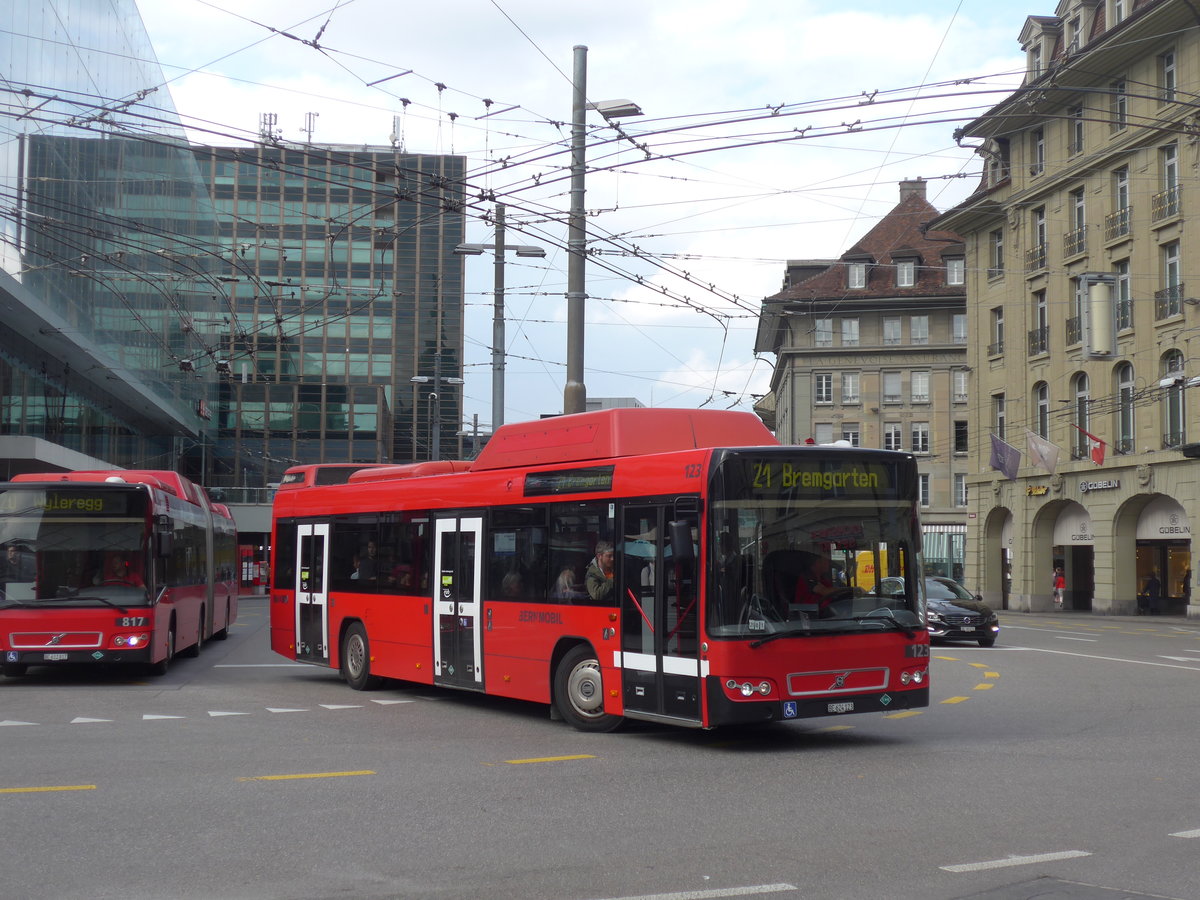 (196'577) - Bernmobil, Bern - Nr. 123/BE 624'123 - Volvo am 3. September 2018 beim Bahnhof Bern