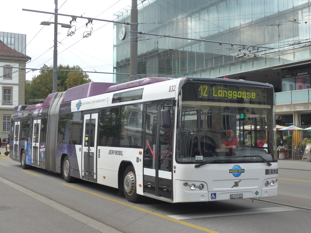 (196'580) - Bernmobil, Bern - Nr. 832/BE 612'832 - Volvo am 3. September 2018 beim Bahnhof Bern