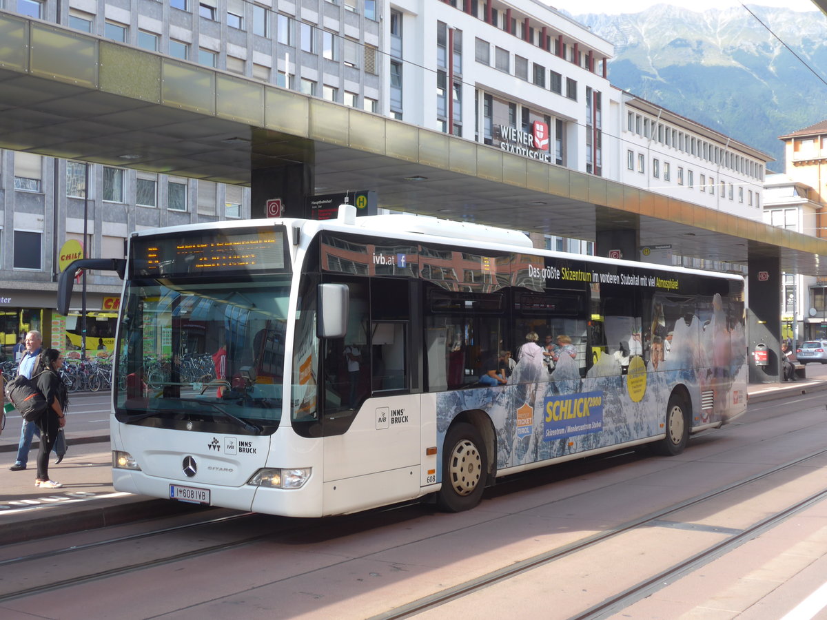 (196'709) - IVB Innsbruck - Nr. 608/I 608 IVB - Mercedes am 10. September 2018 beim Bahnhof Innsbruck