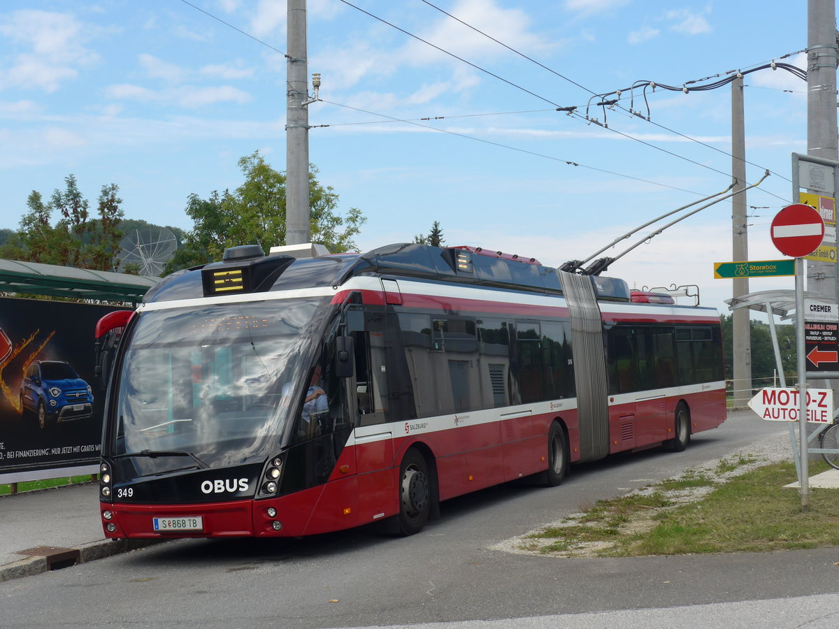 (197'188) - OBUS Salzburg - Nr. 349/S 868 TB - Solaris Gelenktrolleybus am 13. September 2018 in Mayrwies, Daxluegstrasse