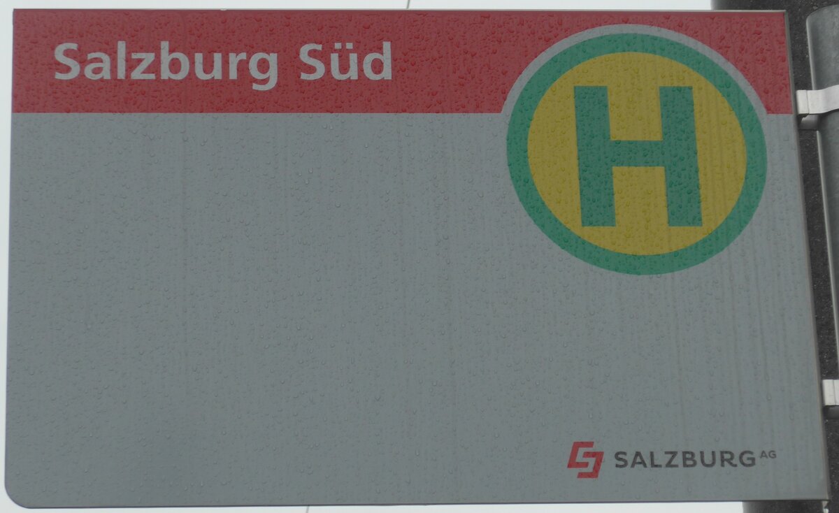 (197'414) - SALZBURG AG-Haltestellenschild - Salzburg, Salzburg Sd - am 14. September 2018
