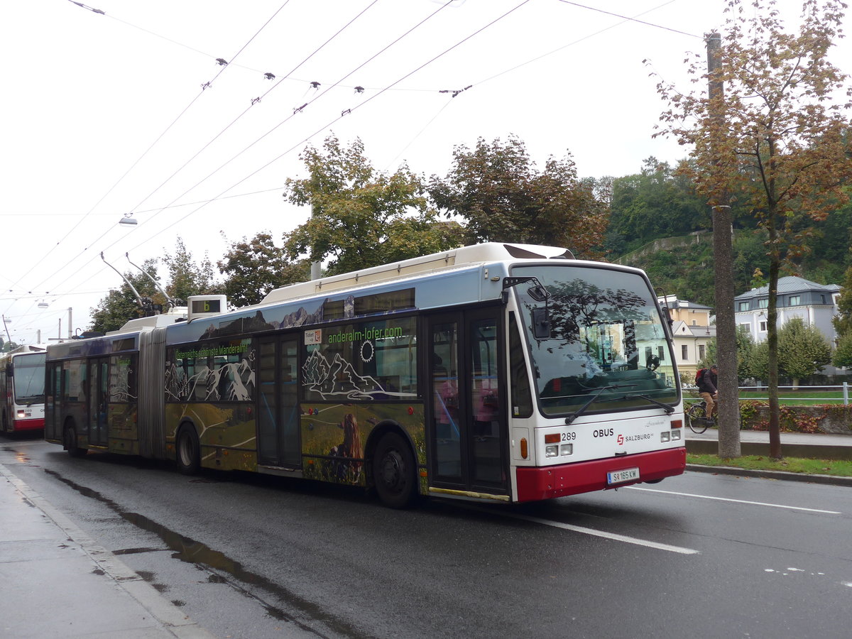 (197'511) - OBUS Salzburg - Nr. 289/S 165 KW - Van Hool Gelenktrolleybus am 14. September 2018 in Salzburg, Mozartsteg