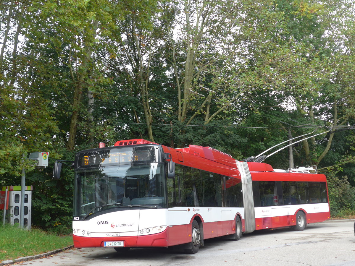 (197'543) - OBUS Salzburg - Nr. 303/S 812 TU - Solaris Gelenktrolleybus am 14. September 2018 in Salzburg, Itzling West