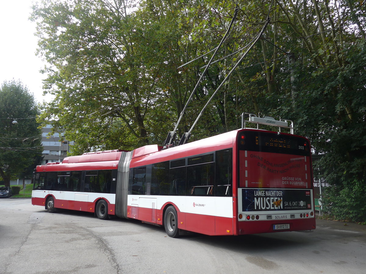 (197'544) - OBUS Salzburg - Nr. 303/S 812 TU - Solaris Gelenktrolleybus am 14. September 2018 in Salzburg, Itzling West