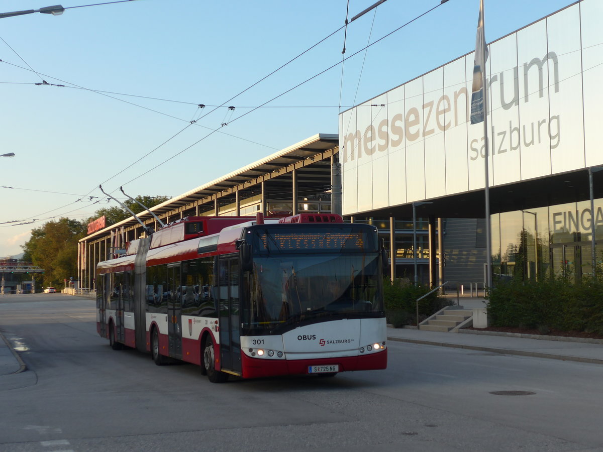 (197'579) - OBUS Salzburg - Nr. 301/S 725 NG - Solaris Gelenktrolleybus am 14. September 2018 in Salzburg, Messe