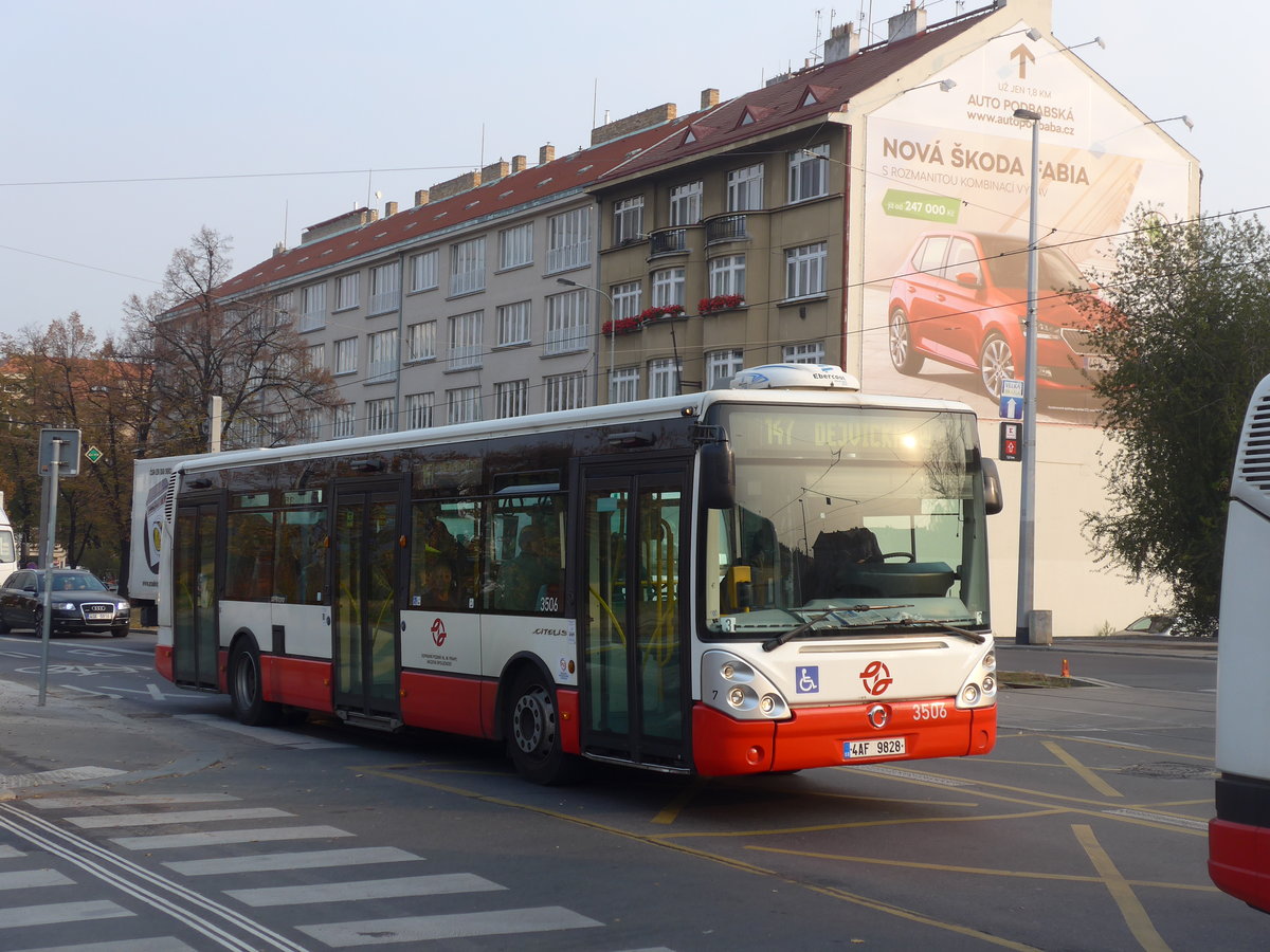 (198'478) - DPP Praha - Nr. 3506/4AF 9828 - Irisbus-Karosa am 19. Oktober 2018 in Praha, Dejvick