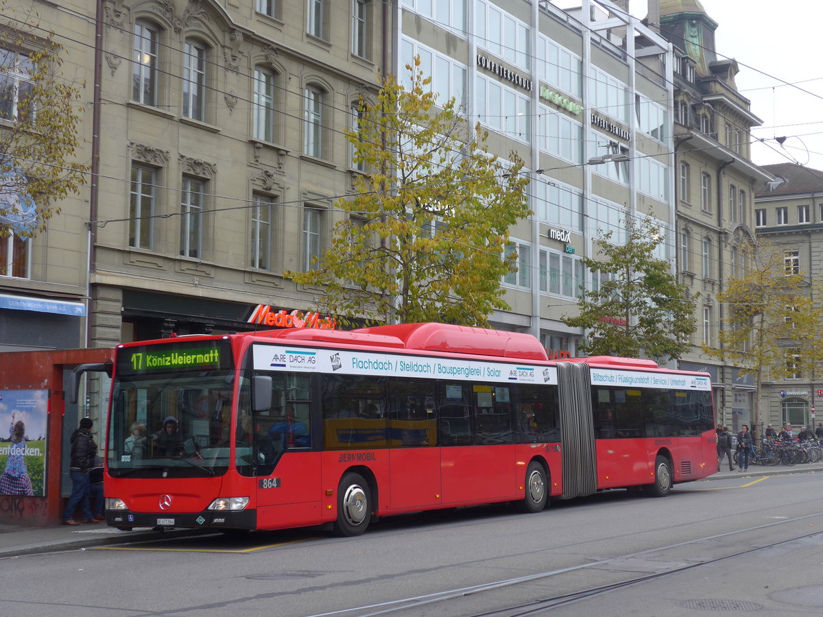 (199'105) - Bernmobil, Bern - Nr. 864/BE 671'864 - Mercedes am 29. Oktober 2018 beim Bahnhof Bern