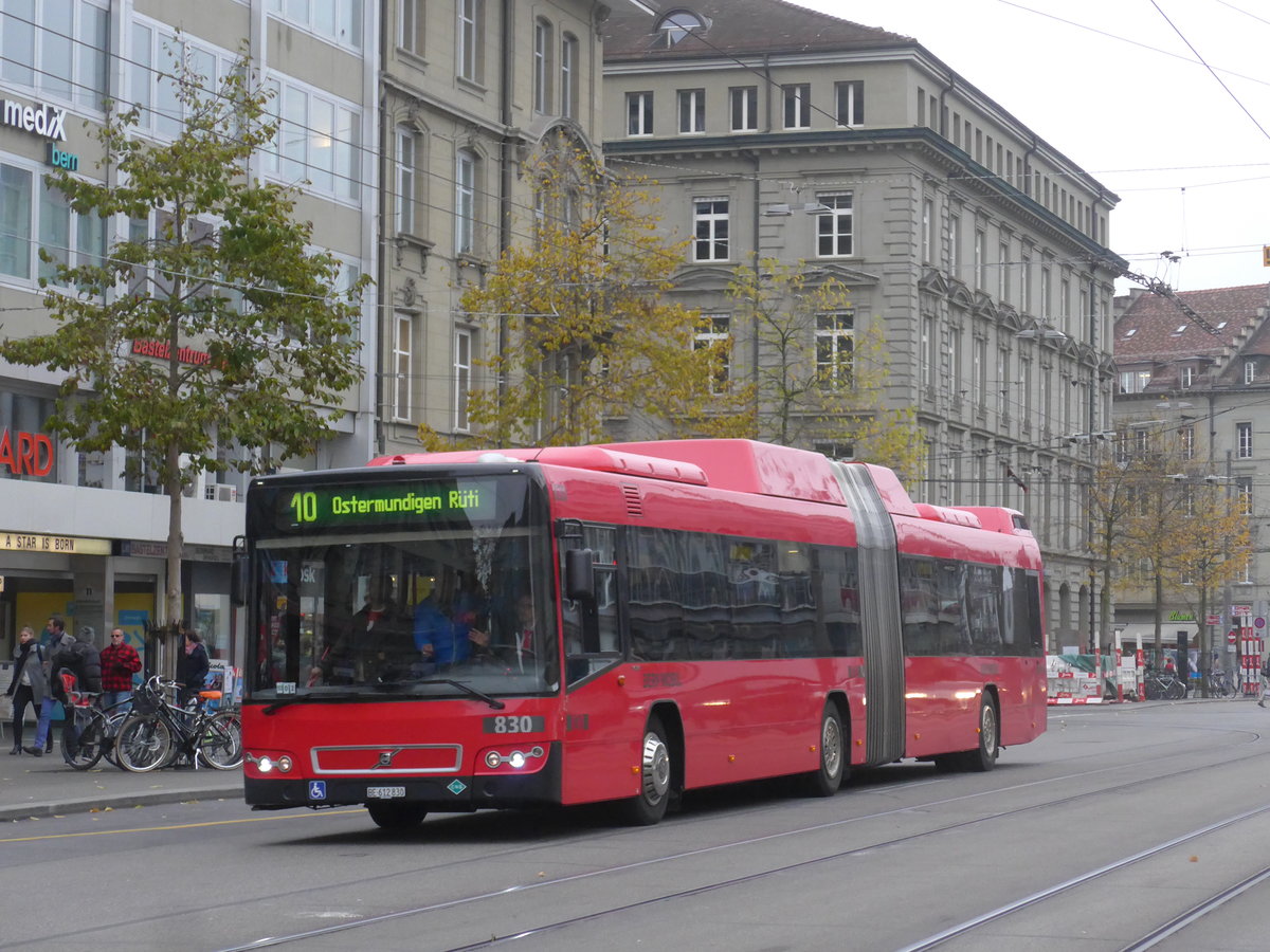 (199'113) - Bernmobil, Bern - Nr. 830/BE 612'830 - Volvo am 29. Oktober 2018 beim Bahnhof Bern