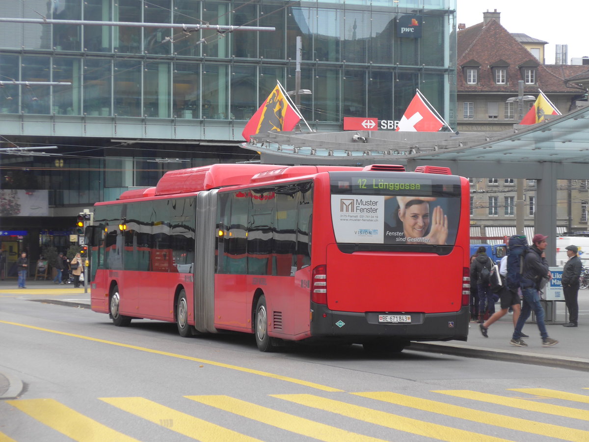 (199'132) - Bernmobil, Bern - Nr. 843/BE 671'843 - Mercedes am 29. Oktober 2018 beim Bahnhof Bern
