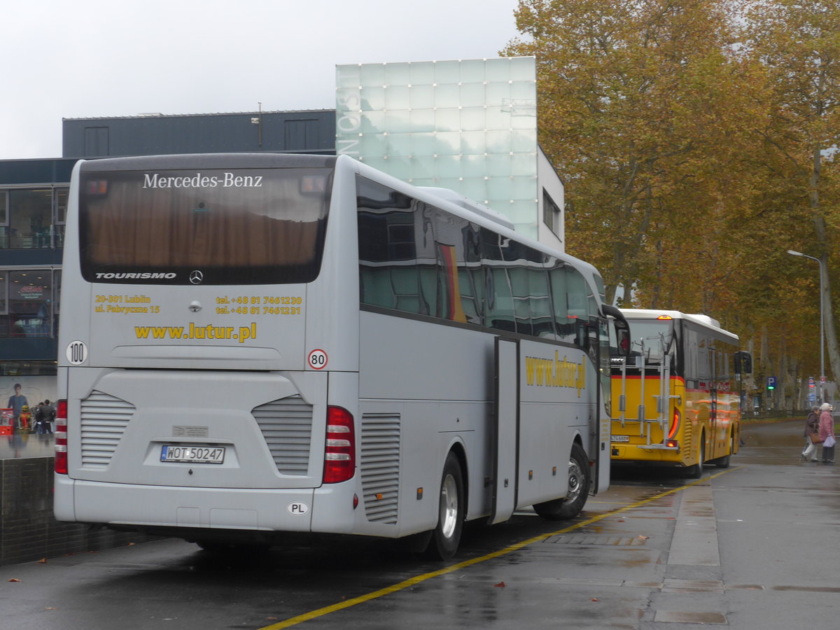 (199'158) - Aus Polen: Lutur, Lublin - WOT 50'247 - Mercedes am 29. Oktober 2018 beim Bahnhof Interlaken Ost