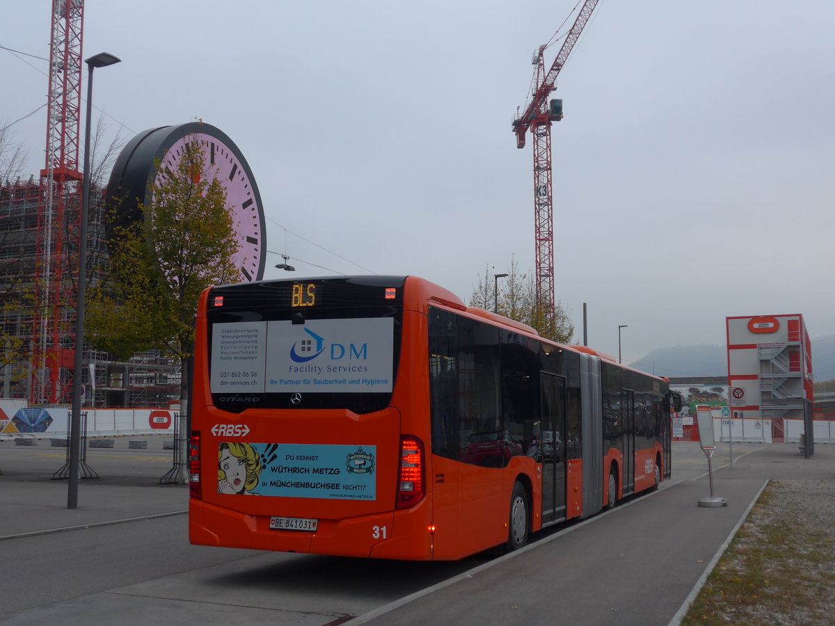 (199'180) - RBS Worblaufen - Nr. 31/BE 841'031 - Mercedes am 4. November 2018 in Bern, Wankdorf