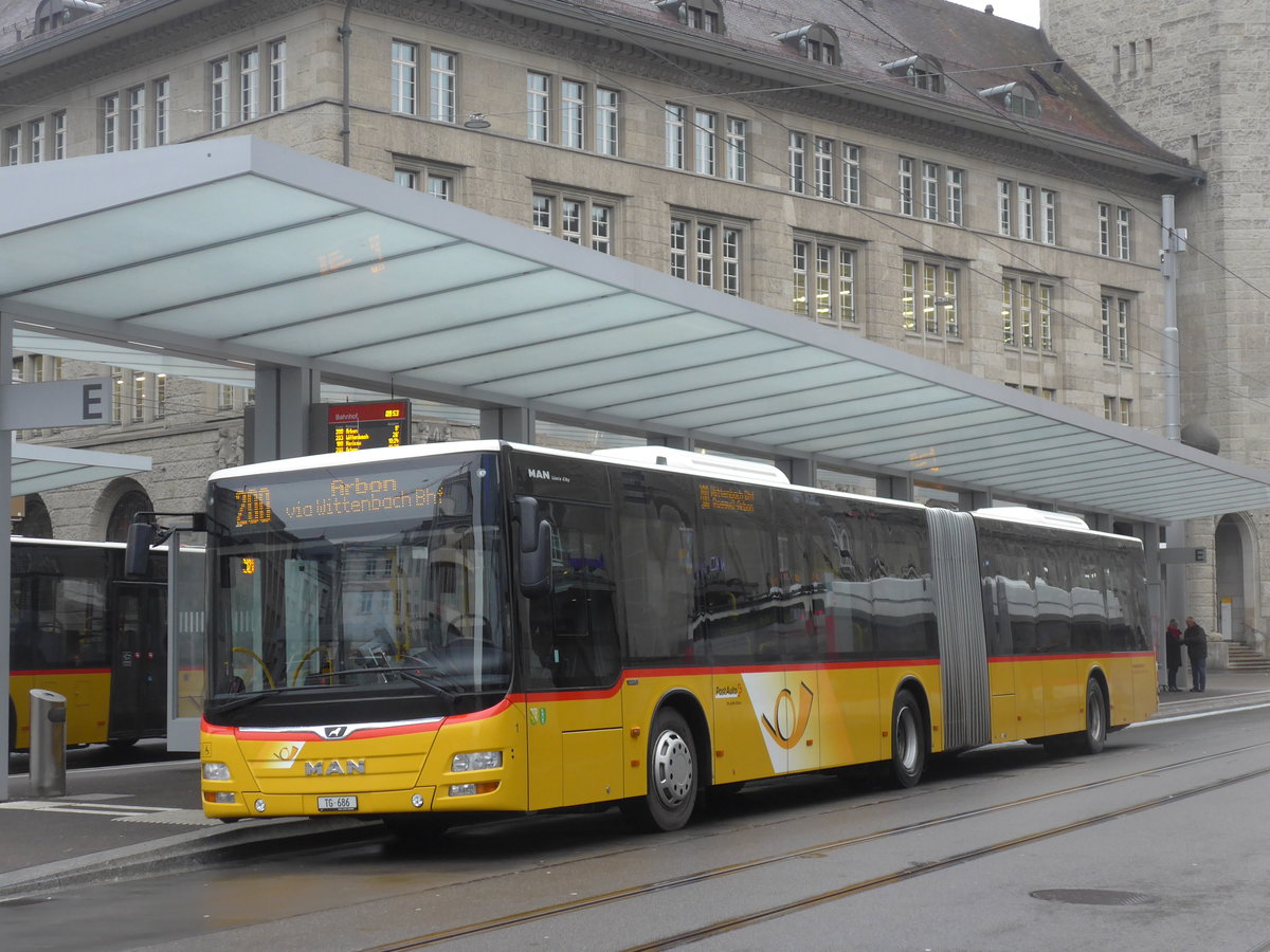 (199'489) - Eurobus, Arbon - Nr. 1/TG 686 - MAN am 24. November 2018 beim Bahnhof St. Gallen