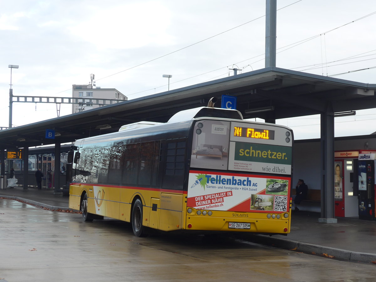 (199'533) - Schmidt, Oberbren - SG 267'105 - Solaris am 24. November 2018 beim Bahnhof Uzwil
