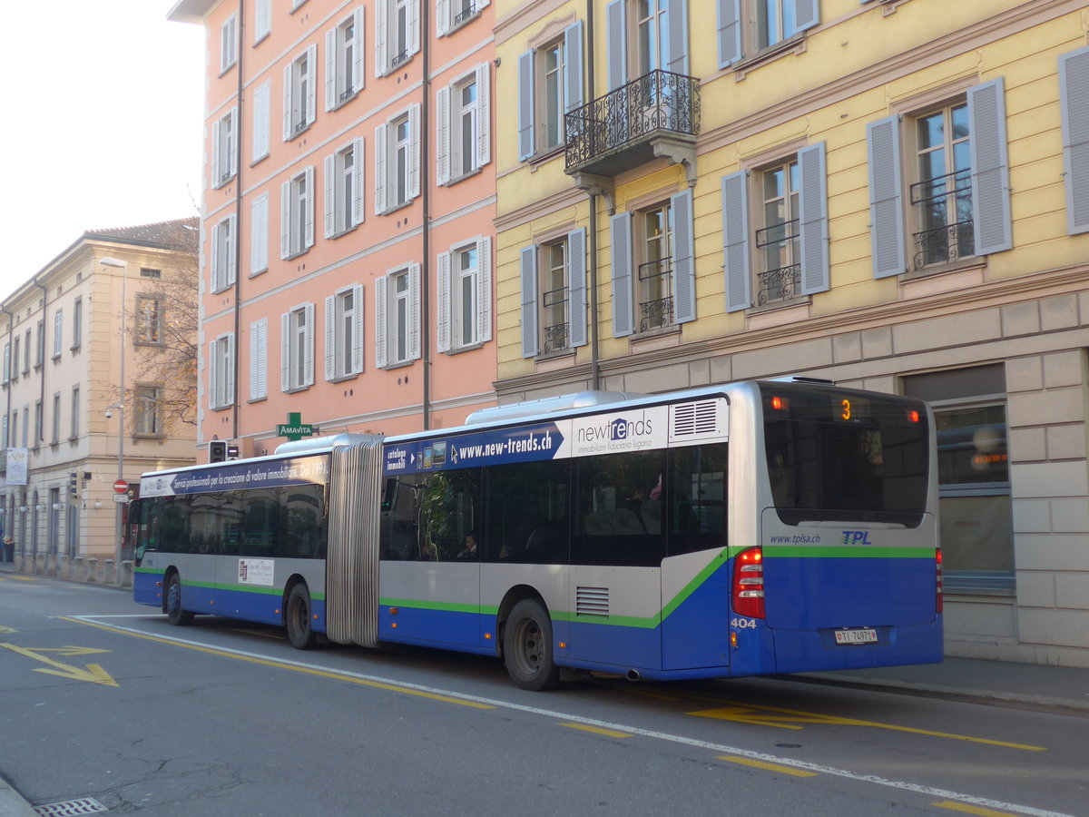 (199'668) - TPL Lugano - Nr. 404/TI 74'971 - Mercedes am 7. Dezember 2018 in Lugano, Centro
