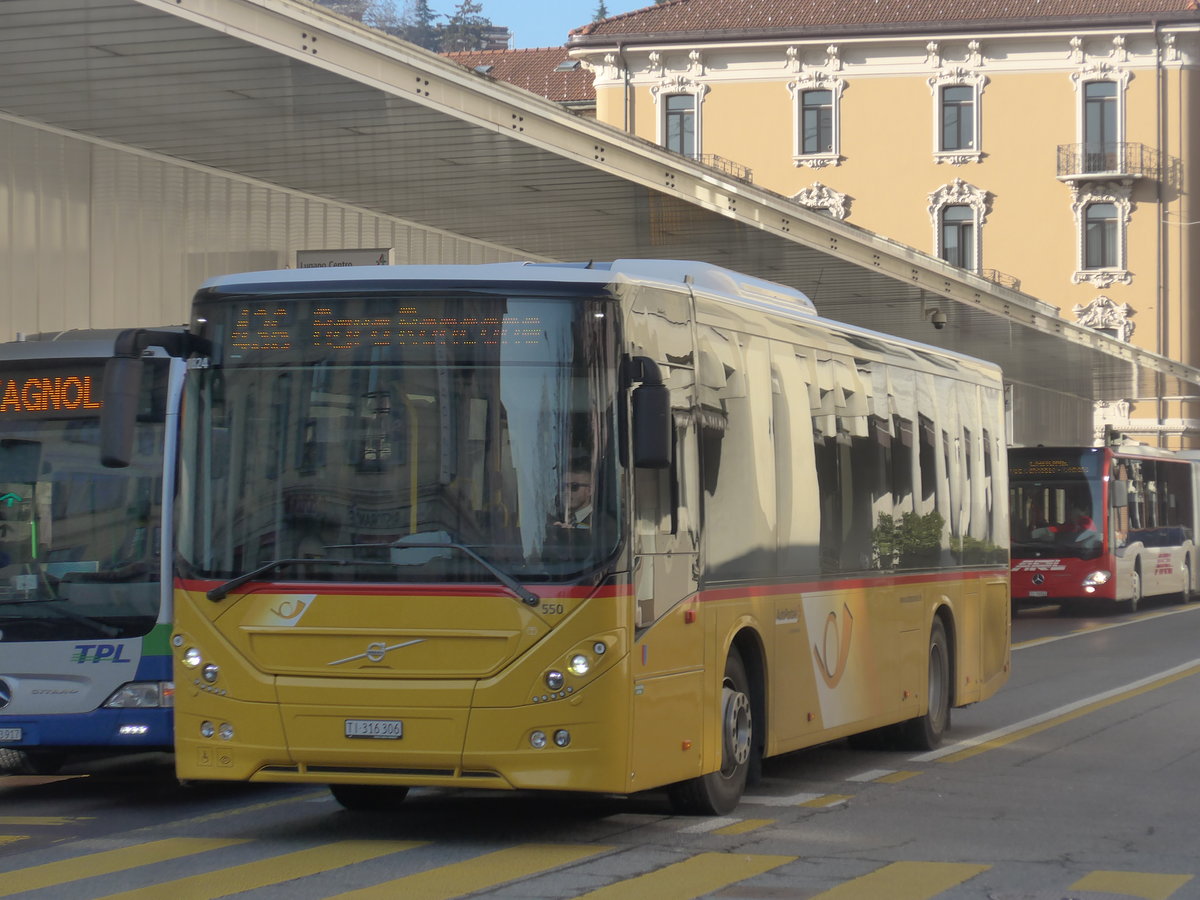 (199'691) - AutoPostale Ticino - Nr. 550/TI 316'306 - Volvo am 7. Dezember 2018 in Lugano, Centro