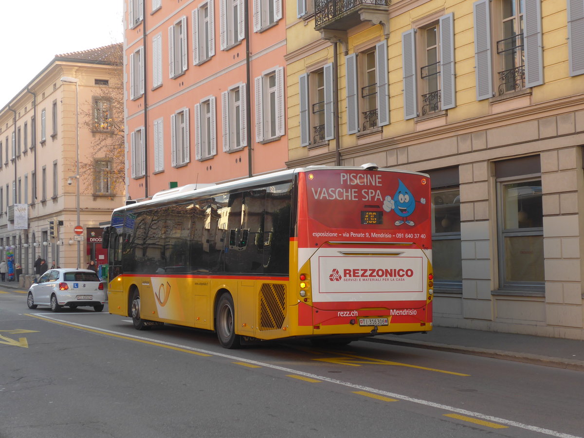(199'692) - AutoPostale Ticino - Nr. 550/TI 316'306 - Volvo am 7. Dezember 2018 in Lugano, Centro
