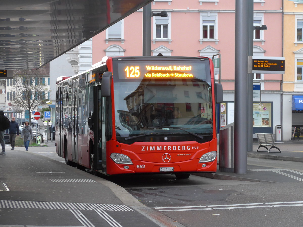 (199'785) - AHW Horgen - Nr. 652/ZH 878'274 - Mercedes am 8. Dezember 2018 beim Bahnhof Wdenswil