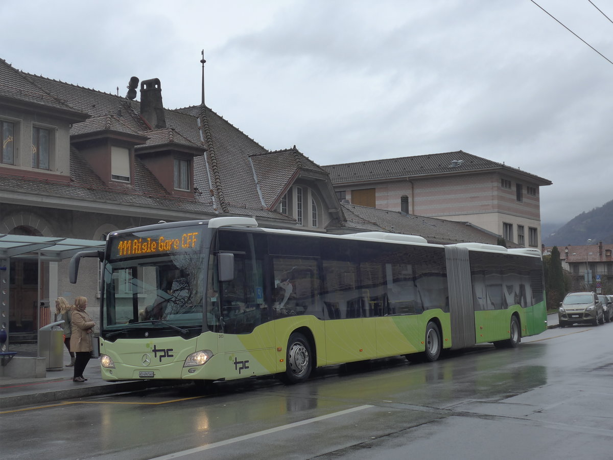 (200'053) - TPC Aigle - Nr. 303/VD 496'540 - Mercedes (ex PostAuto Bern Nr. 633) am 17. Dezember 2018 beim Bahnhof Villeneuve