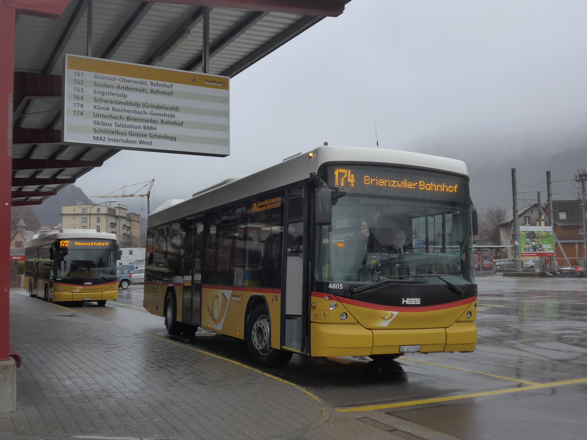 (200'111) - AVG Meiringen - Nr. 68/BE 401'568 - Scania/Hess (ex Nr. 59; ex Steiner, Messen) am 24. Dezember 2018 in Meiringen, Postautostation