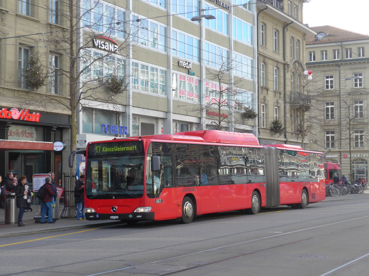 (200'435) - Bernmobil, Bern - Nr. 847/BE 671'847 - Mercedes am 31. Dezember 2018 beim Bahnhof Bern