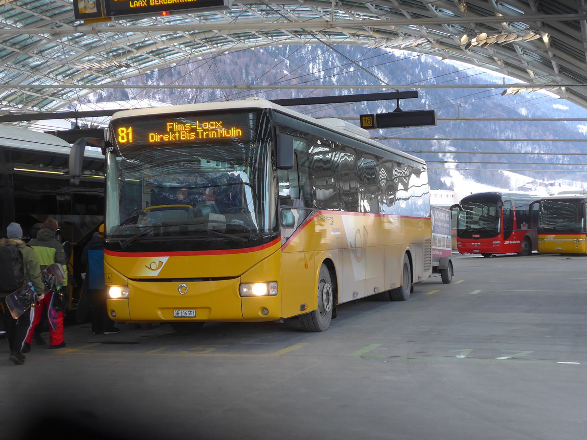 (201'208) - PostAuto Graubnden - GR 106'551 - Irisbus am 19. Januar 2019 in Chur, Postautostation