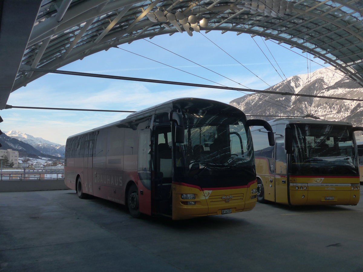 (201'212) - PostAuto Graubnden - GR 162'991 - MAN am 19. Januar 2019 in Chur, Postautostation