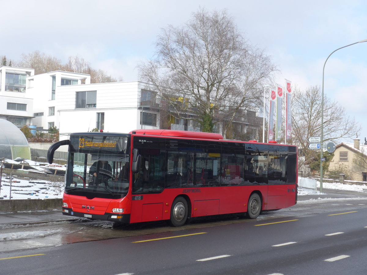 (201'446) - Bernmobil, Bern - Nr. 418/BE 716'418 - MAN am 4. Februar 2019 in Kniz, Weiermatt