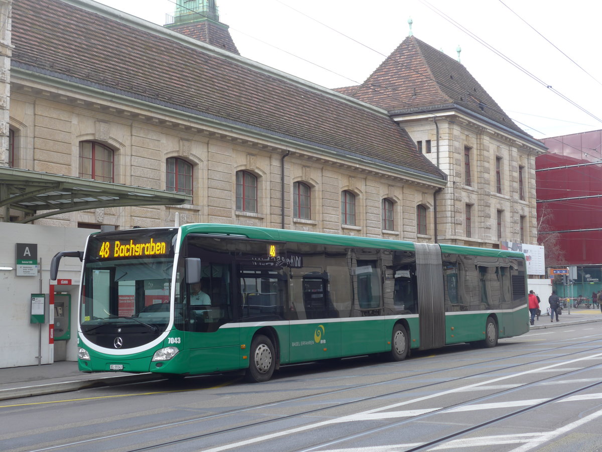 (201'505) - BVB Basel - Nr. 7043/BS 99'343 - Mercedes am 11. Februar 2019 beim Bahnhof Basel