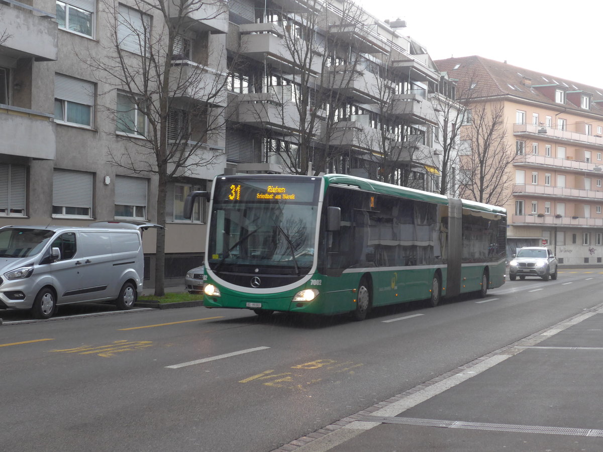 (201'515) - BVB Basel - Nr. 7002/BS 99'302 - Mercedes am 11. Februar 2019 in Basel, Claragraben