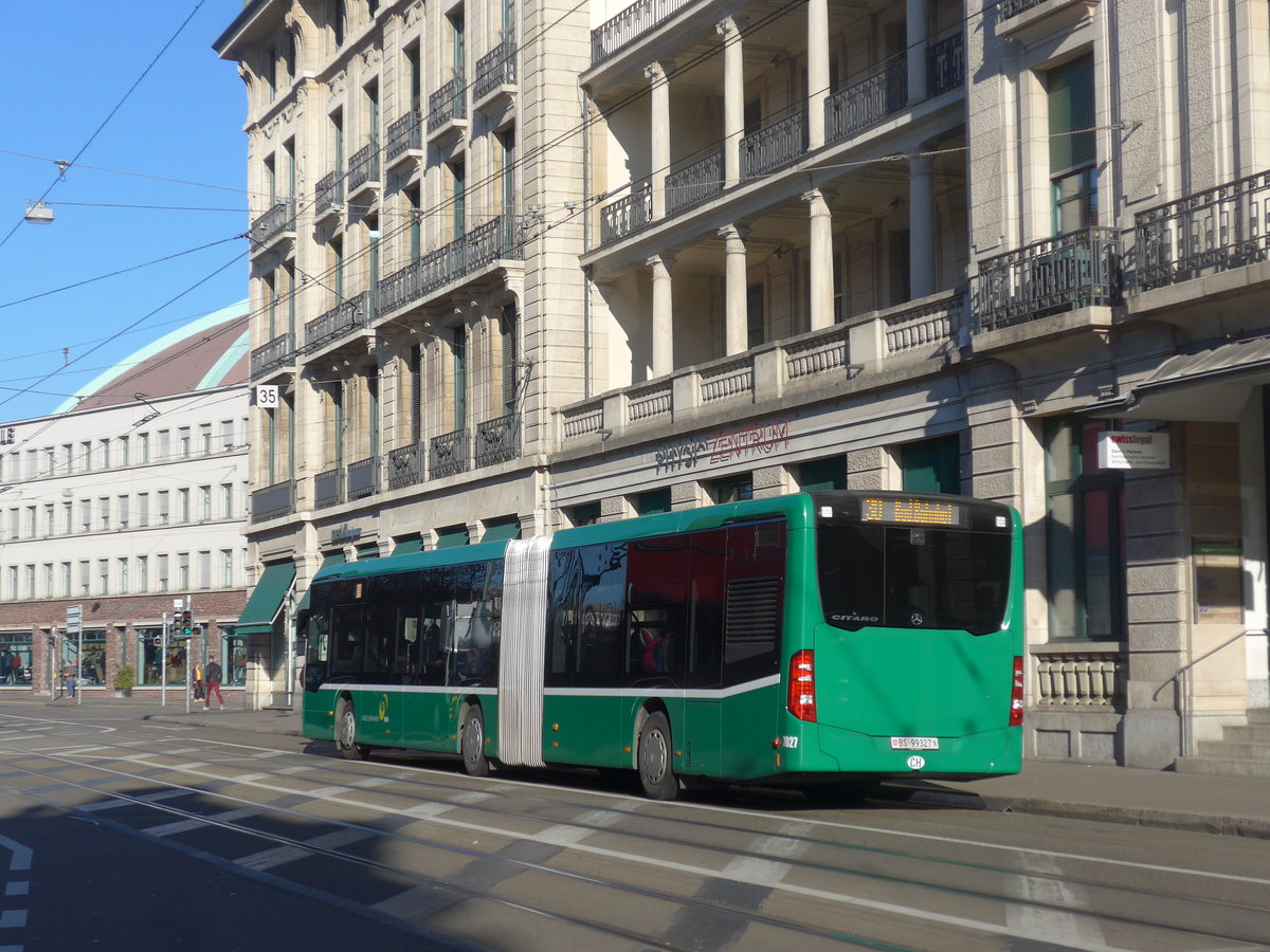 (201'572) - BVB Basel - Nr. 7027/BS 99'327 - Mercedes am 16. Februar 2019 beim Bahnhof Basel