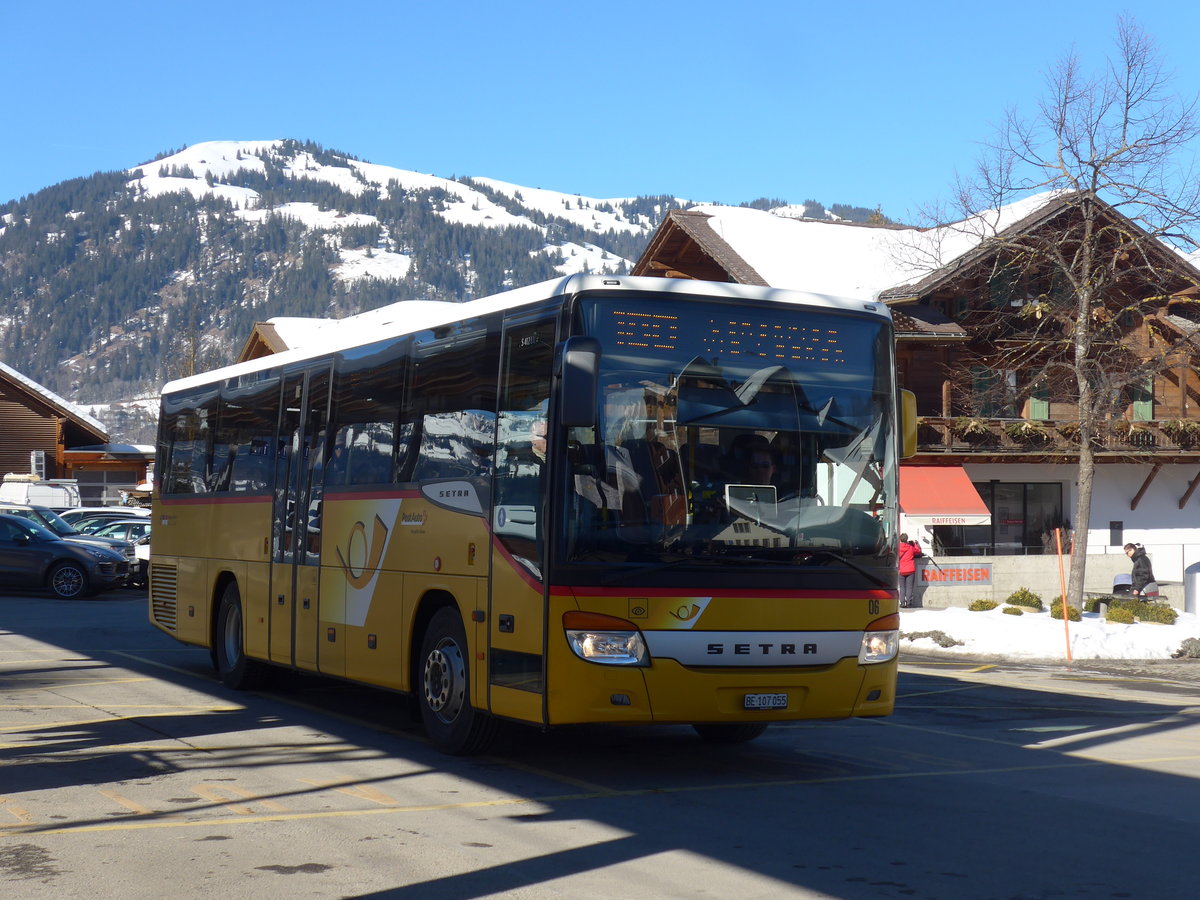 (201'695) - Kbli, Gstaad - Nr. 6/BE 107'055 - Setra am 17. Februar 2019 beim Bahnhof Gstaad