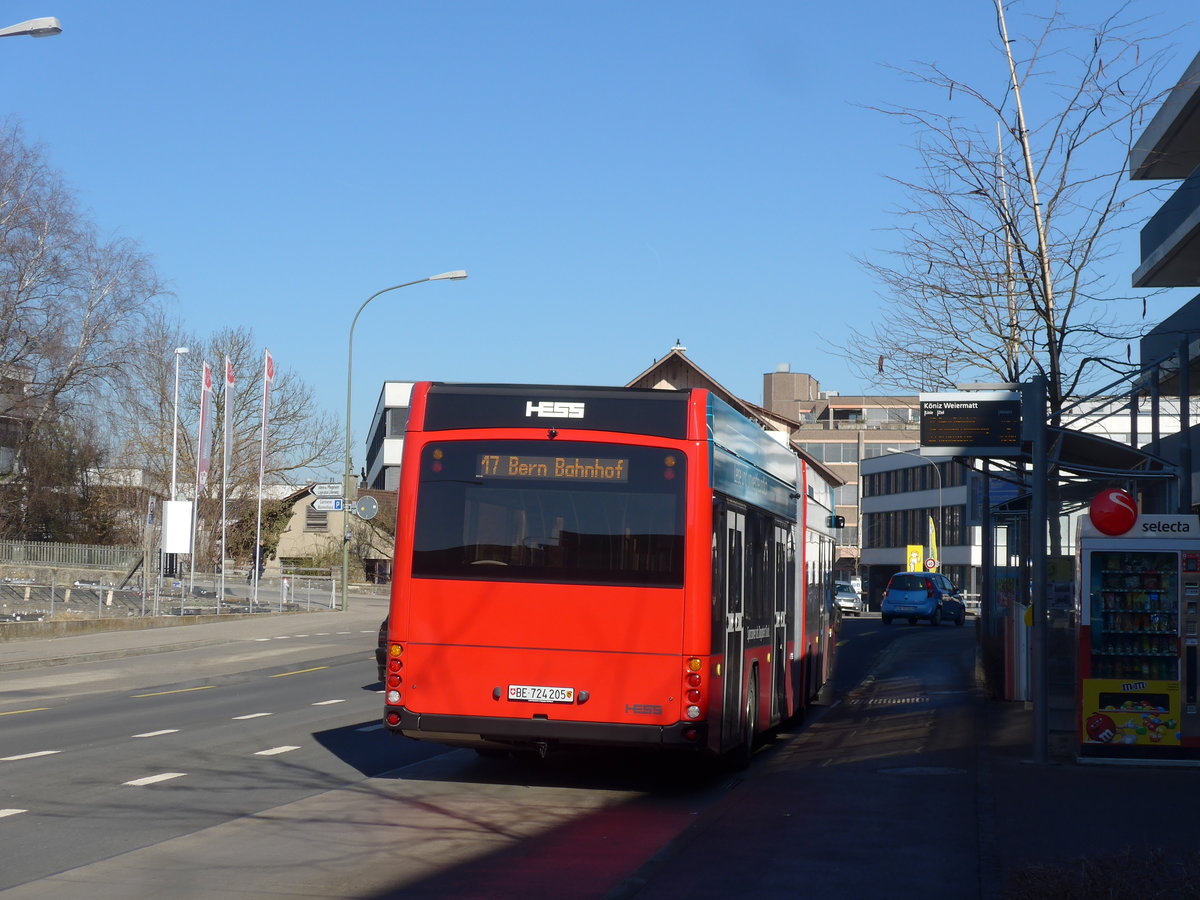 (201'715) - Bernmobil, Bern - Nr. 205/BE 724'205 - Hess/Hess am 18. Februar 2019 in Kniz, Weiermatt