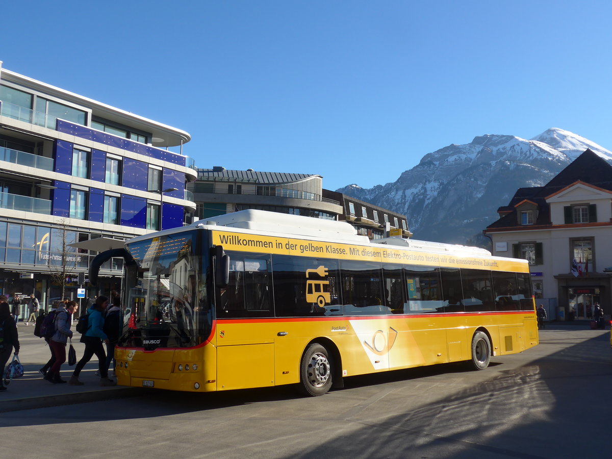 (201'736) - PostAuto Bern - BE 827'645 - Ebusco am 18. Februar 2019 beim Bahnhof Interlaken West
