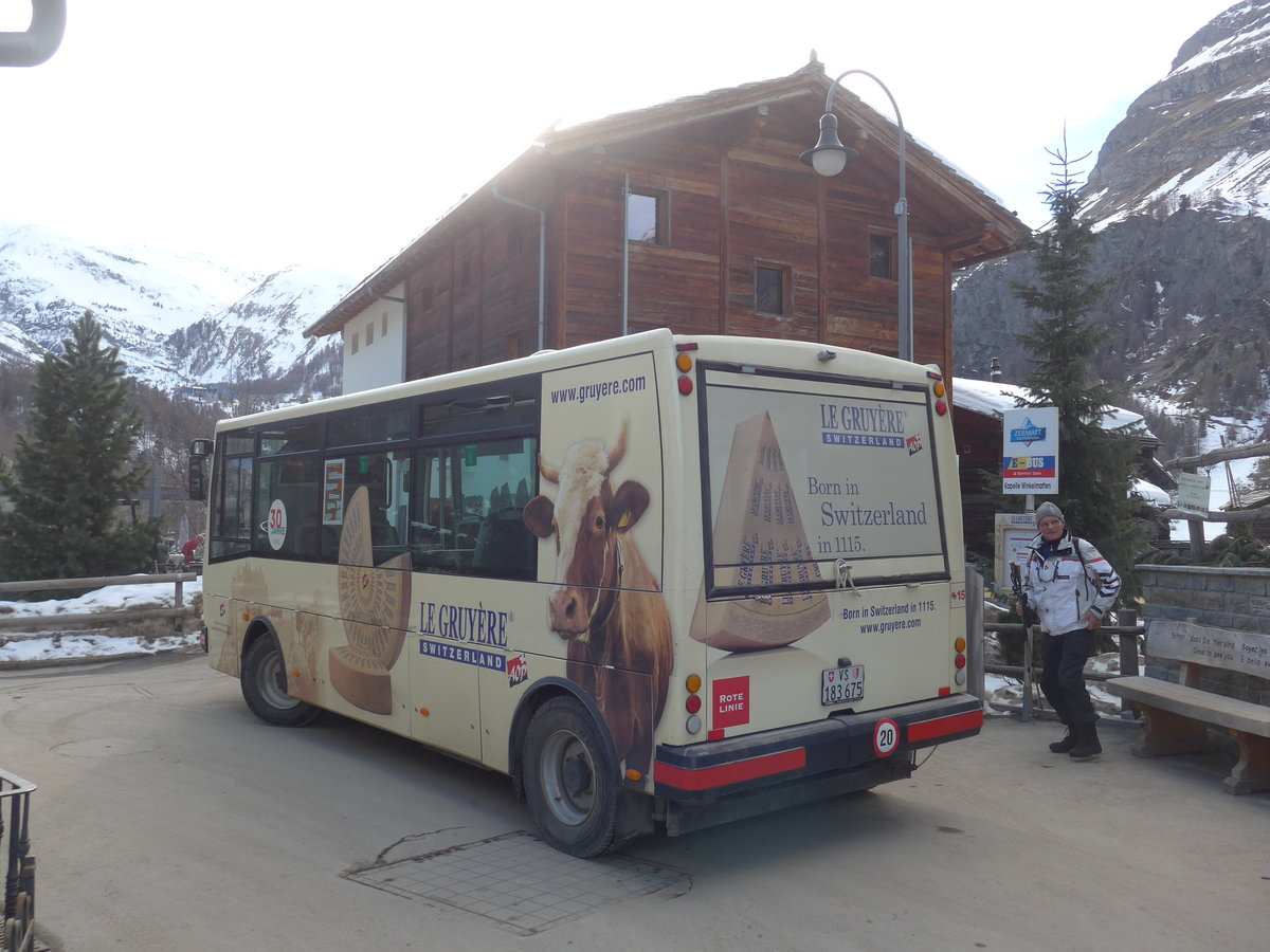 (201'891) - OBZ Zermatt - Nr. 15/VS 183'675 - Vetter-Stimbo am 3. Mrz 2019 in Zermatt, Kapelle Winkelmatten