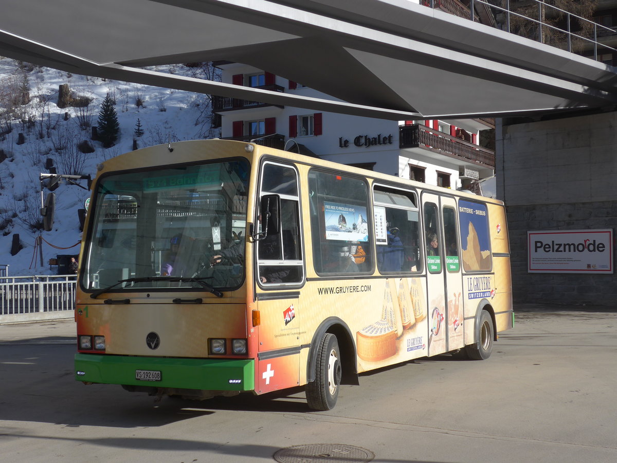 (201'907) - OBZ Zermatt - Nr. 1/VS 192'608 - Vetter (ex Nr. 5) am 3. Mrz 2019 in Zermatt, Getwing Brcke