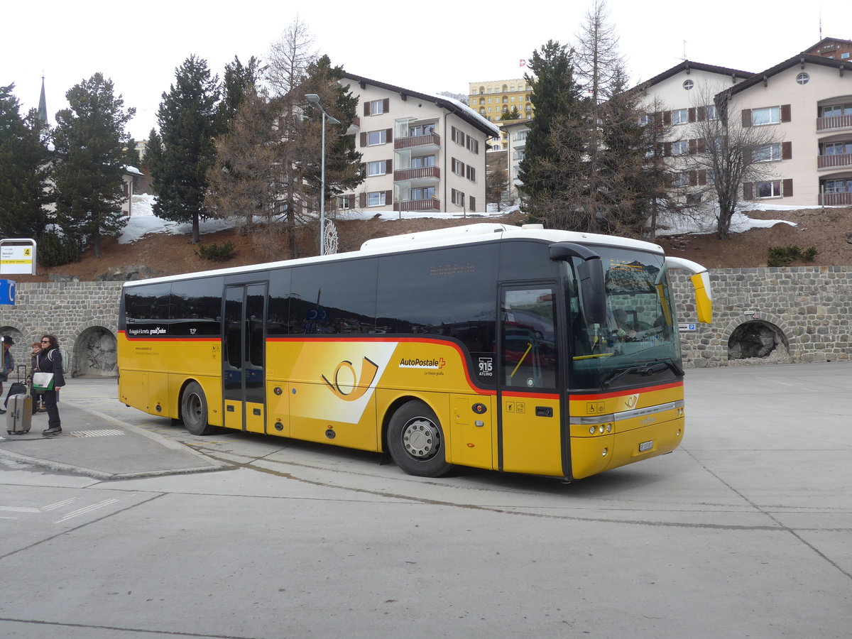 (202'046) - TpM, Mesocco - Nr. 1/GR 108'001 - Van Hool (ex Pacciarelli, Grono) am 10. Mrz 2019 beim Bahnhof St. Moritz