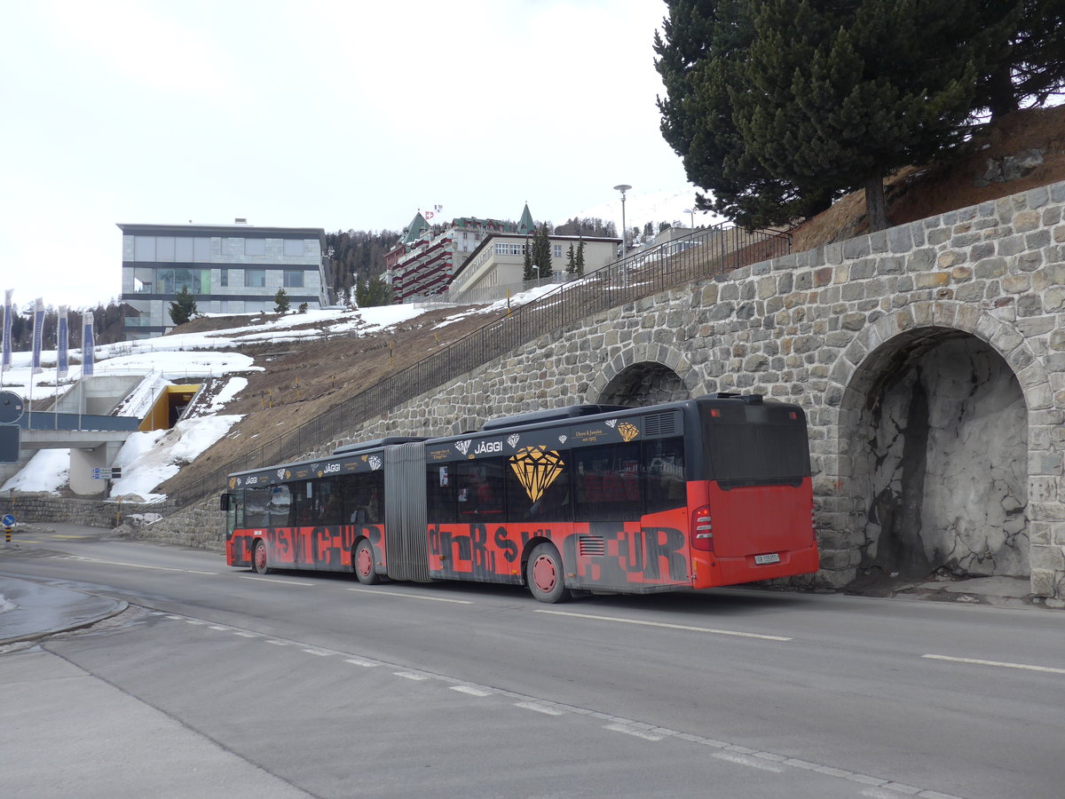 (202'069) - SBC Chur - Nr. 55/GR 155'855 - Mercedes am 10. Mrz 2019 beim Bahnhof St. Moritz