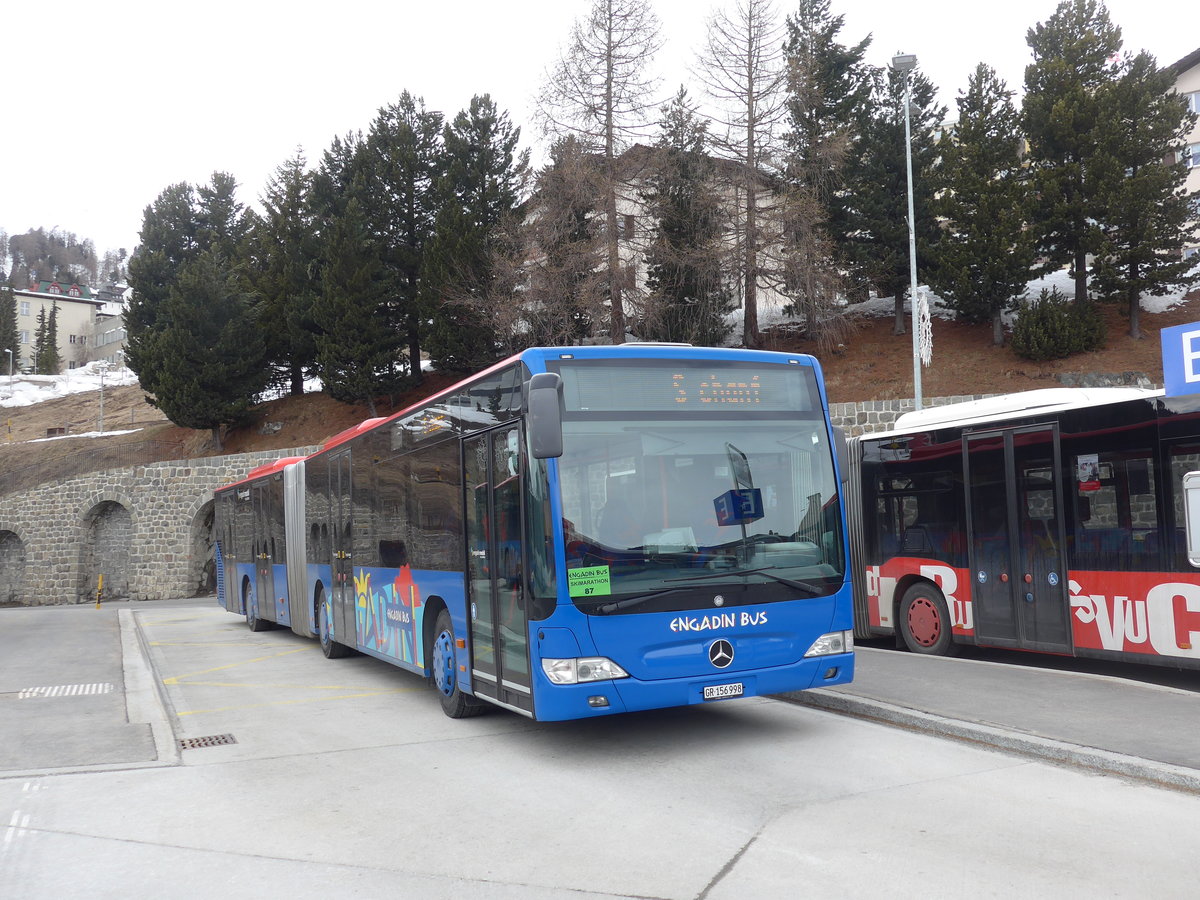 (202'108) - SBC Chur - Nr. 98/GR 156'998 - Mercedes am 10. Mrz 2019 beim Bahnhof St. Moritz
