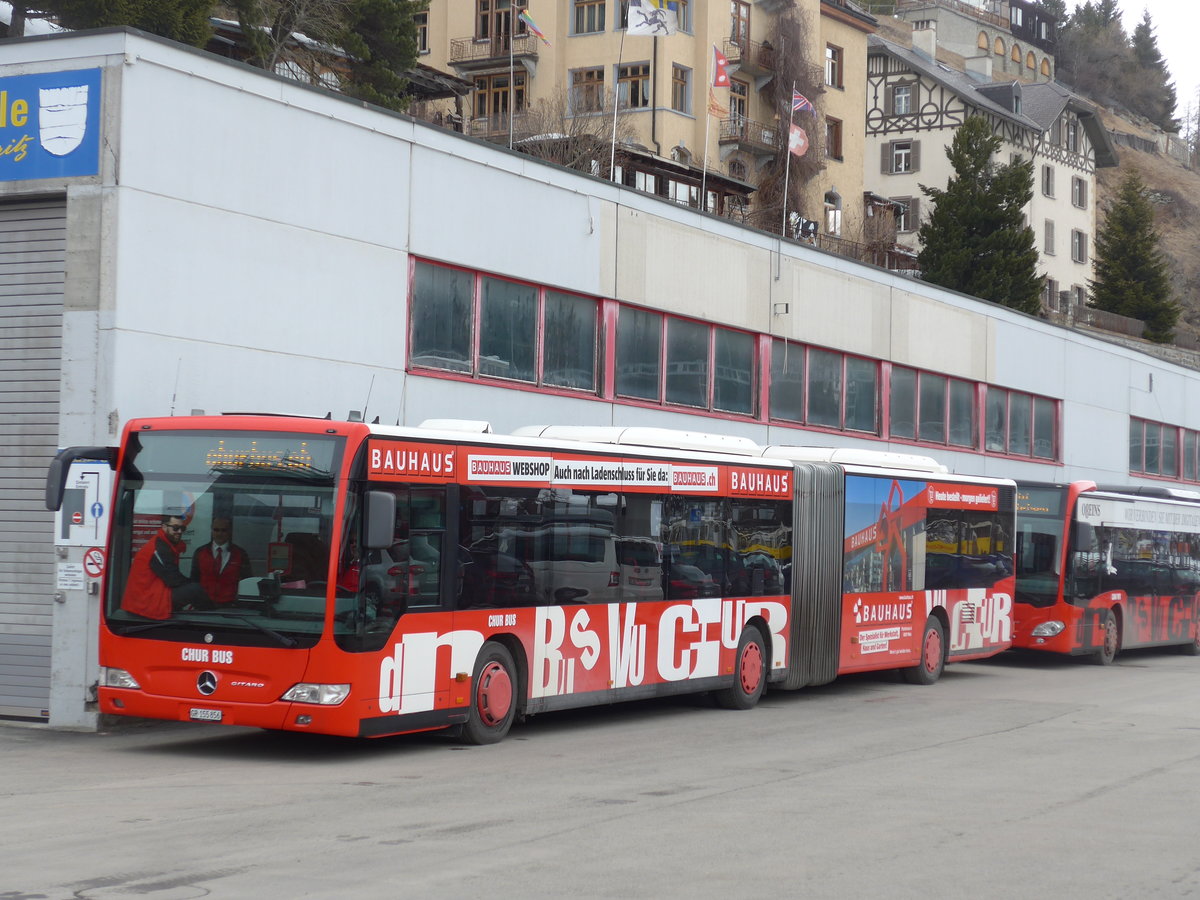 (202'122) - SBC Chur - Nr. 56/GR 155'856 - Mercedes (ex Nr. 36) am 10. Mrz 2019 beim Bahnhof St. Moritz 