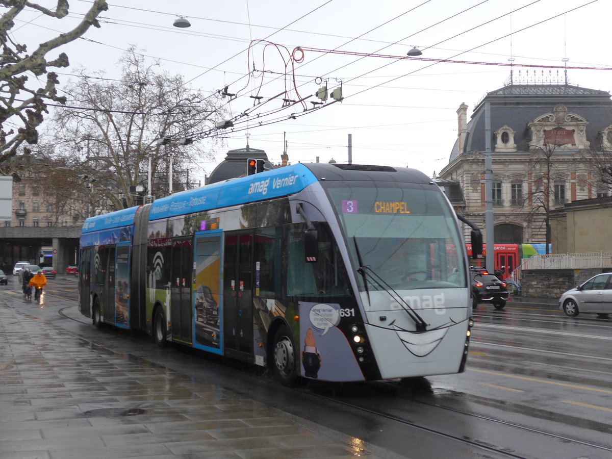 (202'219) - TPG Genve - Nr. 1631 - Van Hool Gelenktrolleybus am 11. Mrz 2019 in Genve, Place des Vingt-Deux-Cantons
