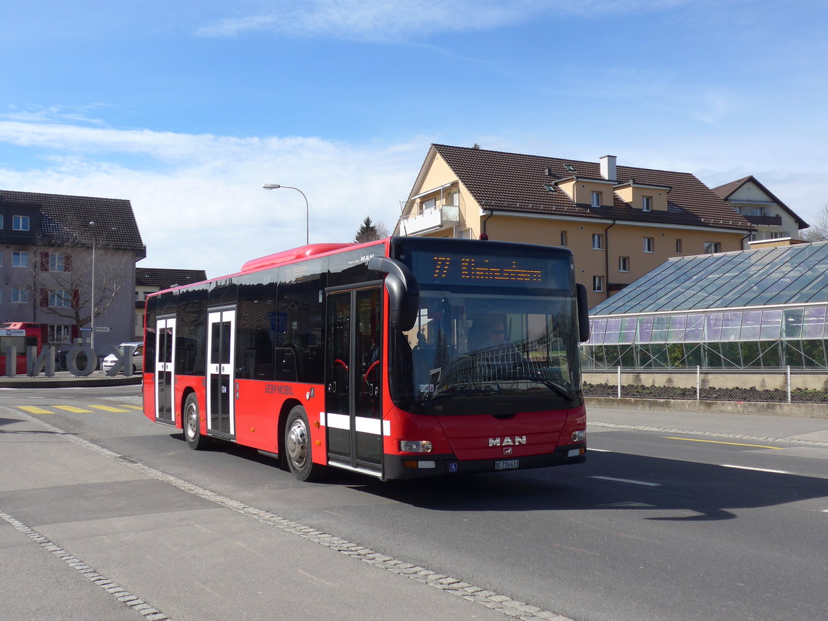 (202'345) - Bernmobil, Bern - Nr. 413/BE 716'413 - MAN am 12. Mrz 2019 in Kniz, Weiermatt