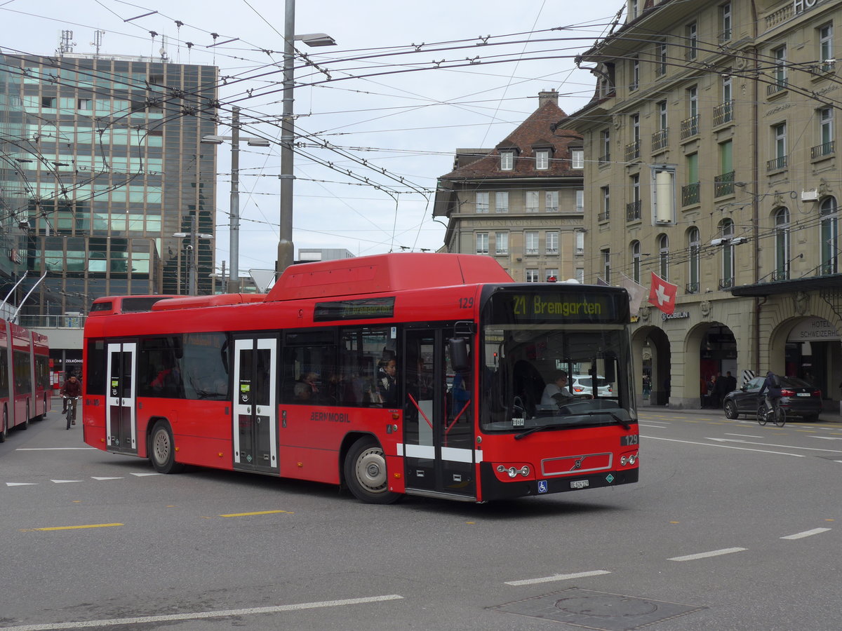 (202'354) - Bernmobil, Bern - Nr. 129/BE 624'129 - Volvo am 12. Mrz 2019 beim Bahnhof Bern