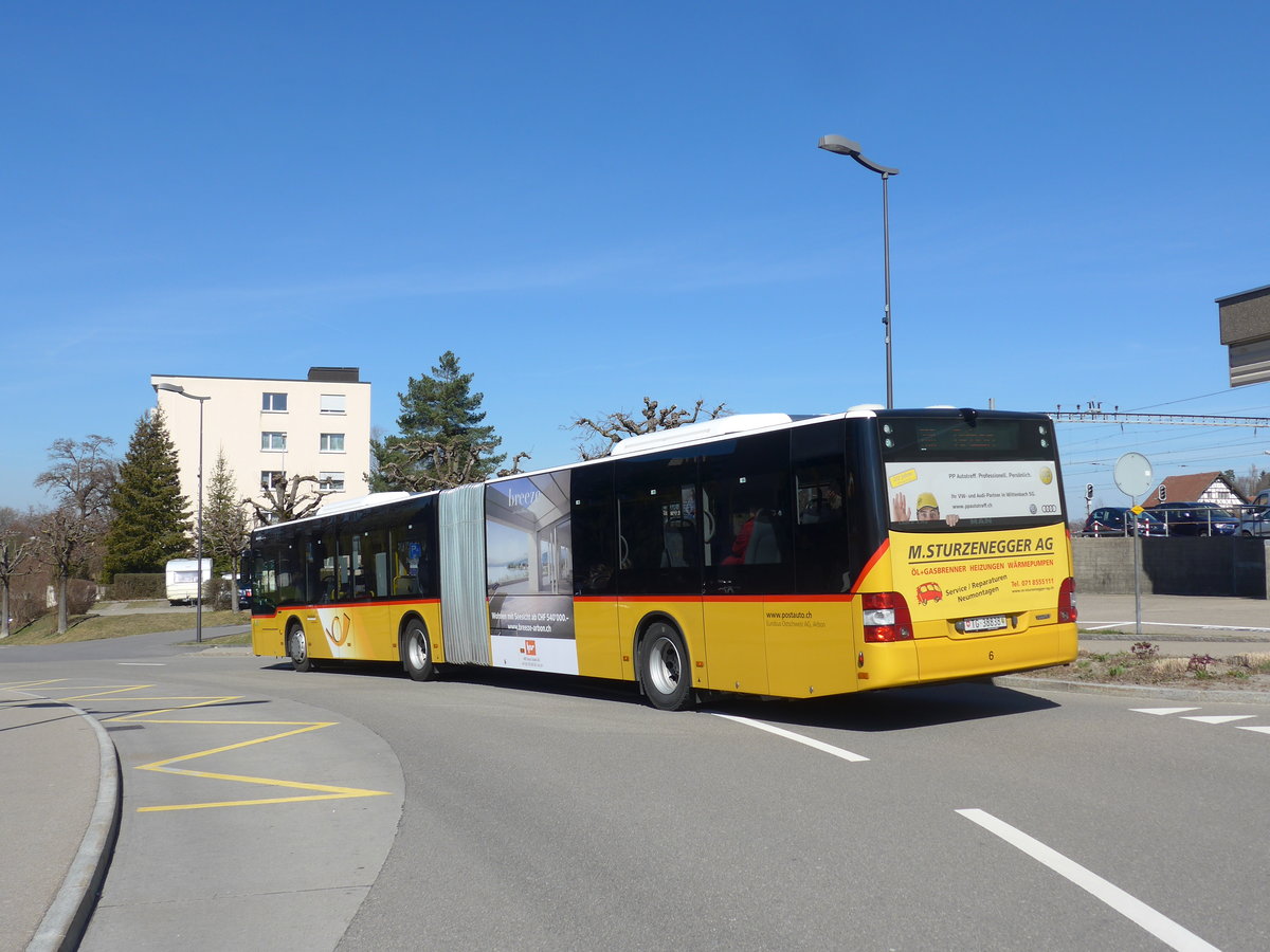 (202'700) - Eurobus, Arbon - Nr. 6/TG 38'838 - MAN am 21. Mrz 2019 beim Bahnhof Wittenbach