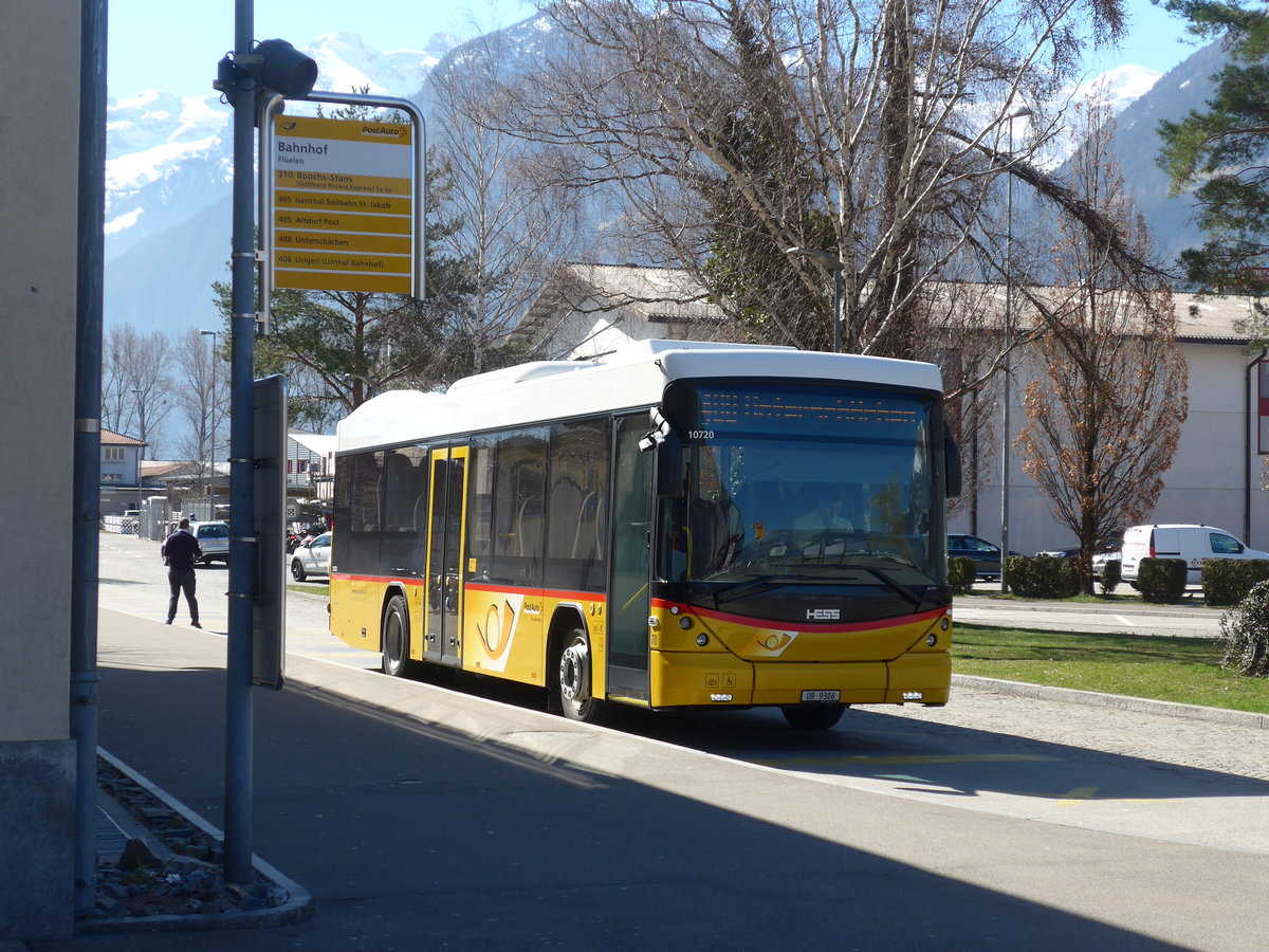 (202'819) - AAGU Altdorf - Nr. 70/UR 9306 - Scania/Hess am 22. Mrz 2019 beim Bahnhof Flelen