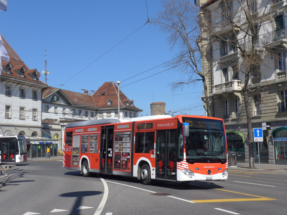 (203'229) - TPF Fribourg - Nr. 1008/FR 300'268 - Mercedes am 24. Mrz 2019 beim Bahnhof Fribourg