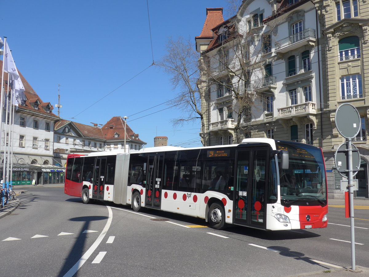 (203'231) - TPF Fribourg - Nr. 160/FR 300'207 - Mercedes am 24. Mrz 2019 beim Bahnhof Fribourg