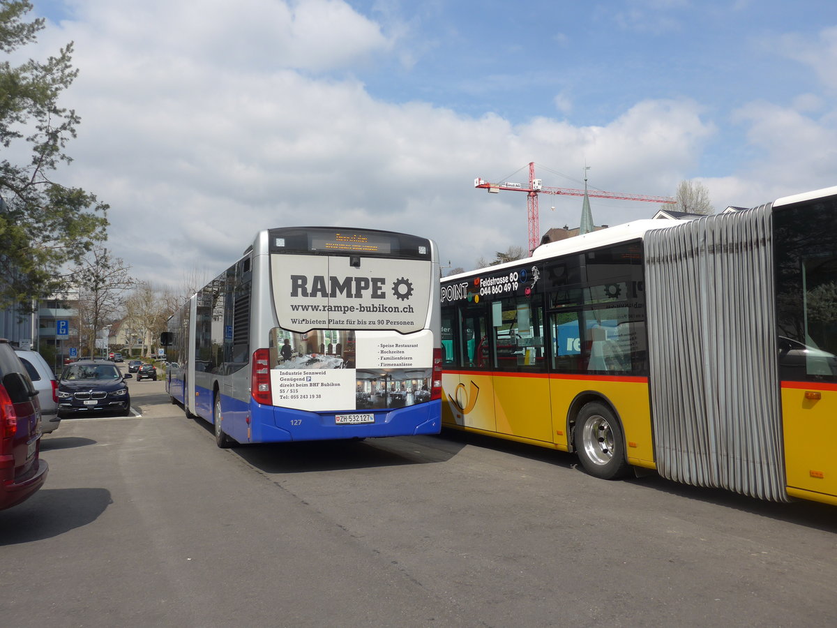 (203'524) - VZO Grningen - Nr. 127/ZH 532'127 - Mercedes am 7. April 2019 beim Bahnhof Ksnacht